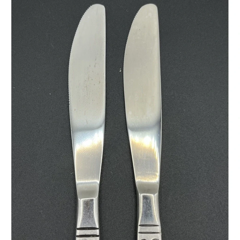 Set Of 7 Ekco Eterna Montalo MCM Stainless Steel‎ Flatware Dinner Knives Japan